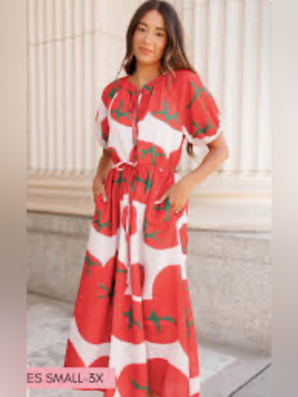 Polagram Red, White & Green Printed Maxi Dress